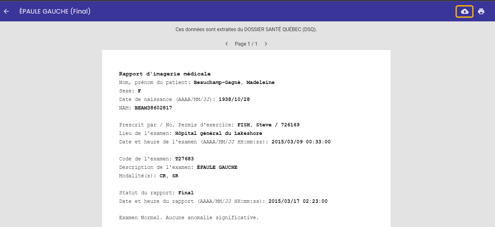 Import patient results from QHR viewer